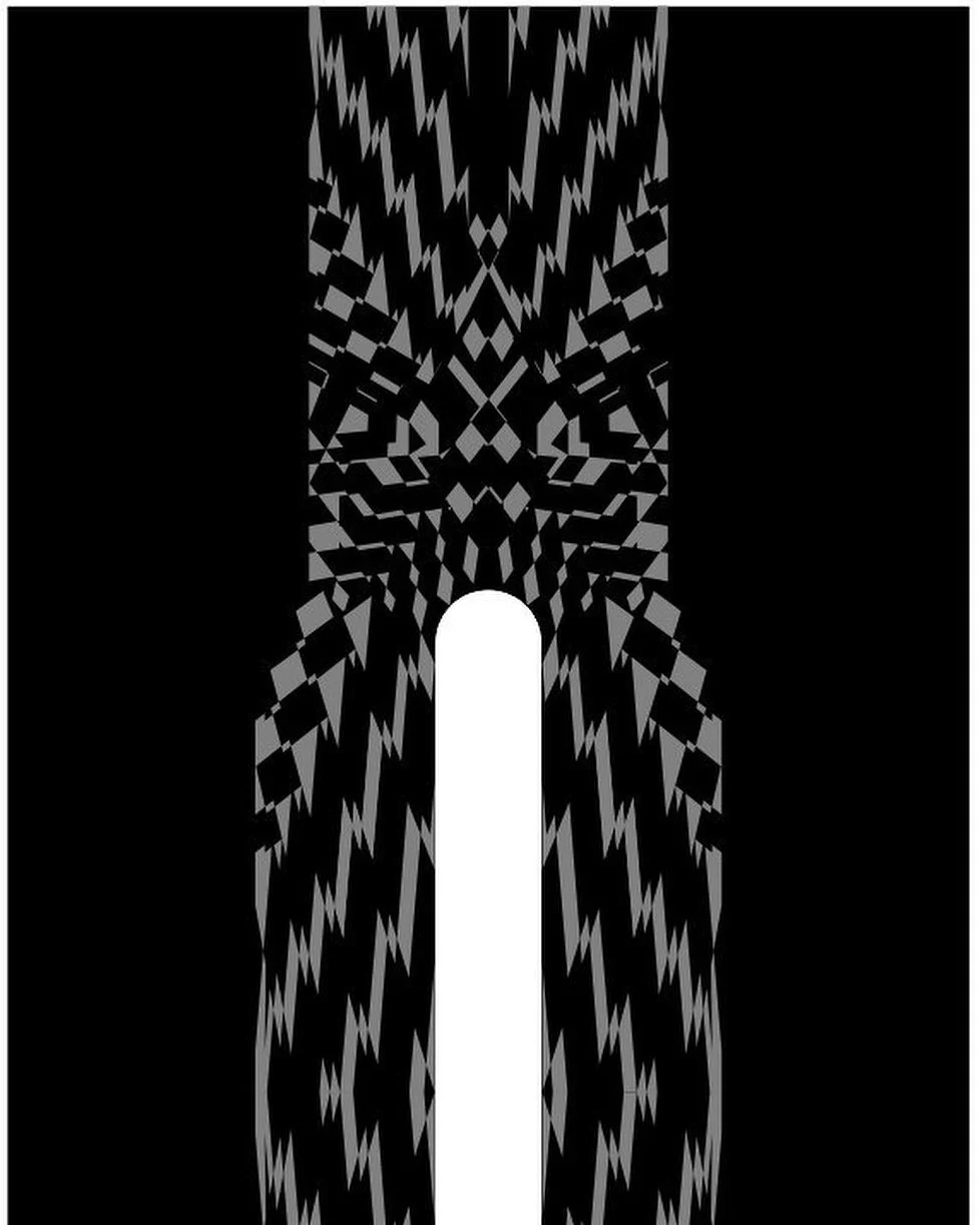 Thunder Roll: black-and-white zigzag reflective print pattern